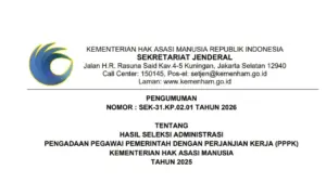 Cek Pengumuman Seleksi Administrasi PPPK Kementerian HAM 2026