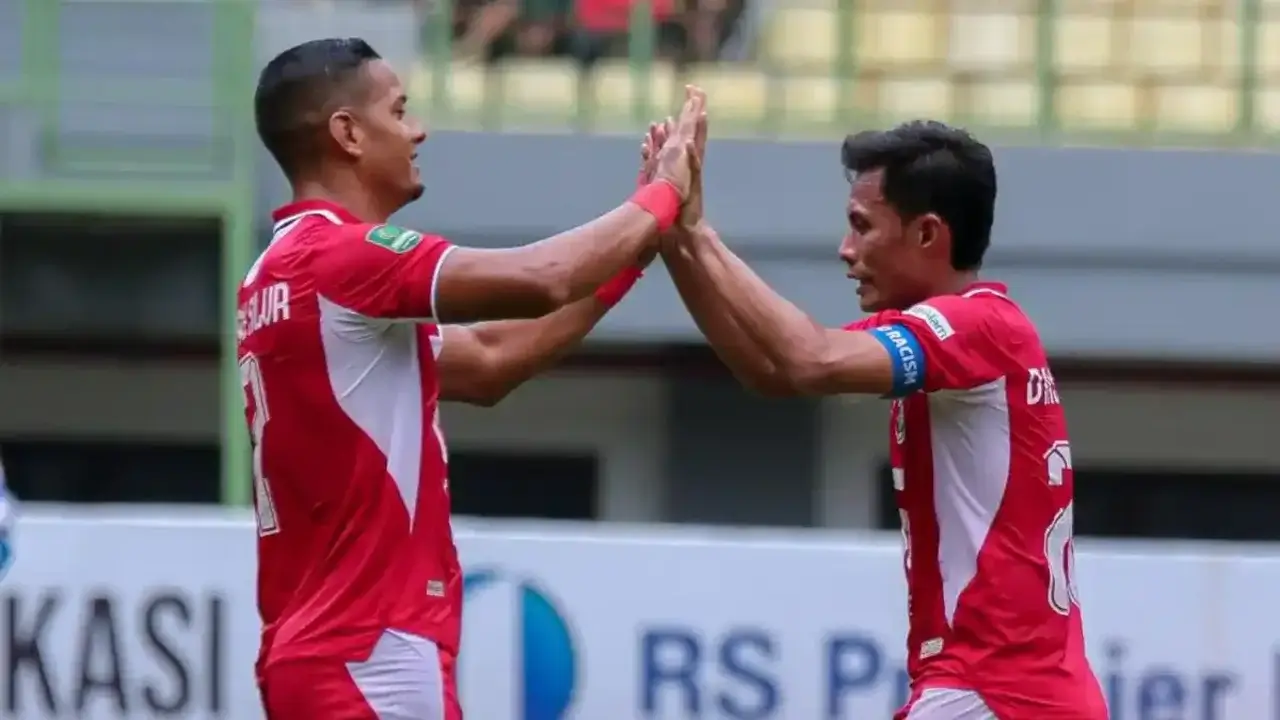 Selebrasi pemain FC Bekasi City